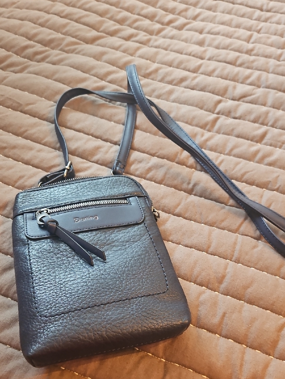 Small Navy Leather Crossbody